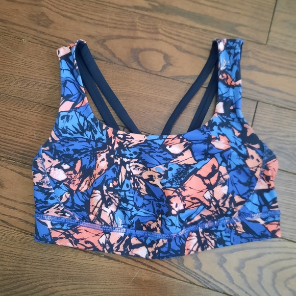 Lululemon Energy Bra *Exhale, Size 4, Mini Paint Storm Harbour Blue Multi - Picture 5 of 9